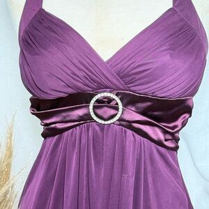 Y2K Elegant Purple Halter Dress with Rhinestone Detail